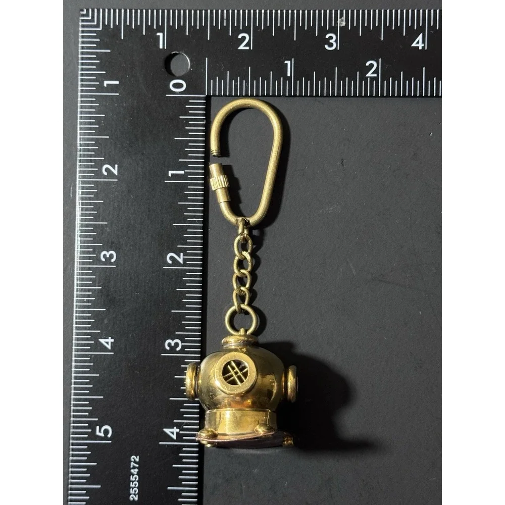 Vintage Nautical Diving Helmet Brass Keychain